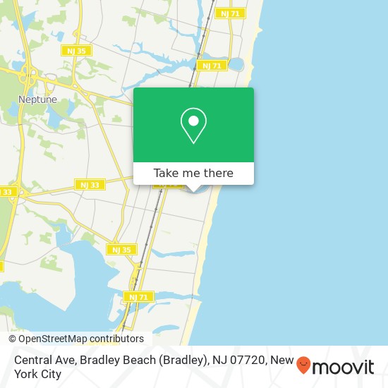 Mapa de Central Ave, Bradley Beach (Bradley), NJ 07720