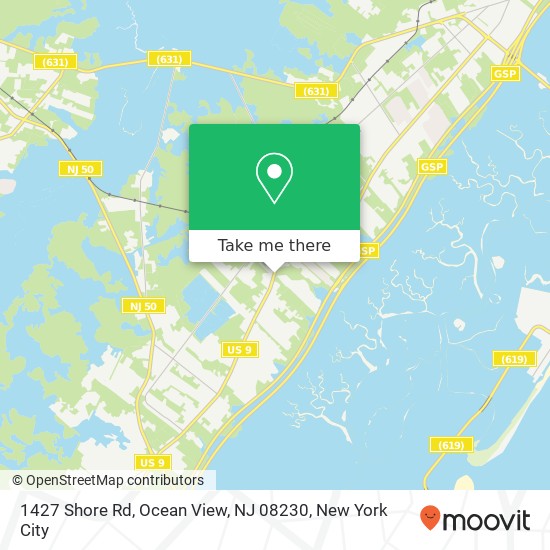 Mapa de 1427 Shore Rd, Ocean View, NJ 08230