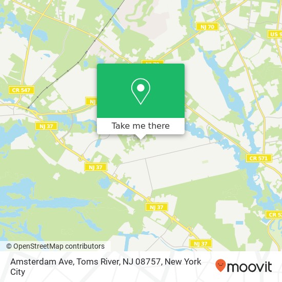 Mapa de Amsterdam Ave, Toms River, NJ 08757