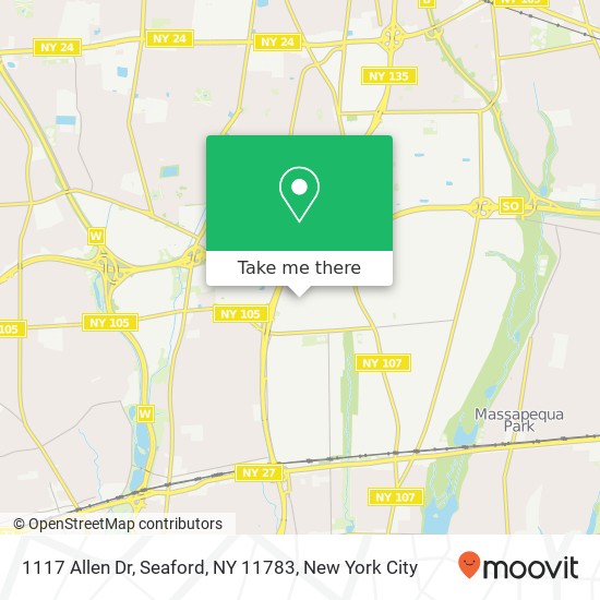 Mapa de 1117 Allen Dr, Seaford, NY 11783
