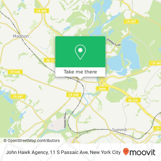 Mapa de John Hawk Agency, 11 S Passaic Ave