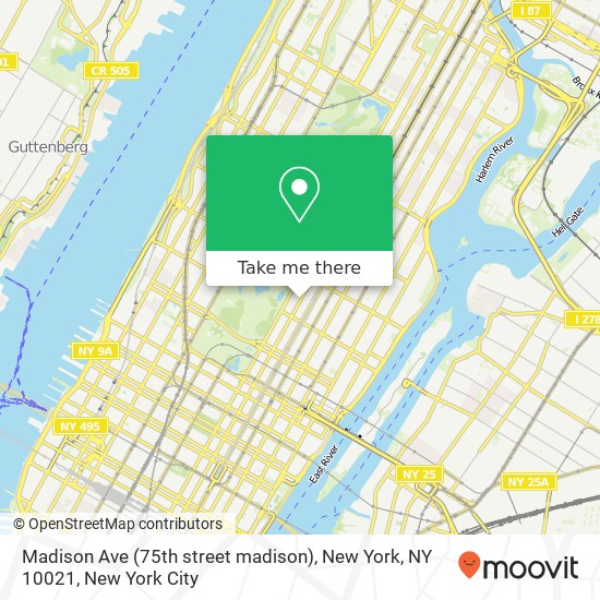 Madison Ave (75th street madison), New York, NY 10021 map