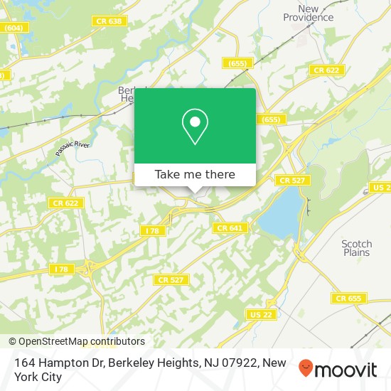 Mapa de 164 Hampton Dr, Berkeley Heights, NJ 07922