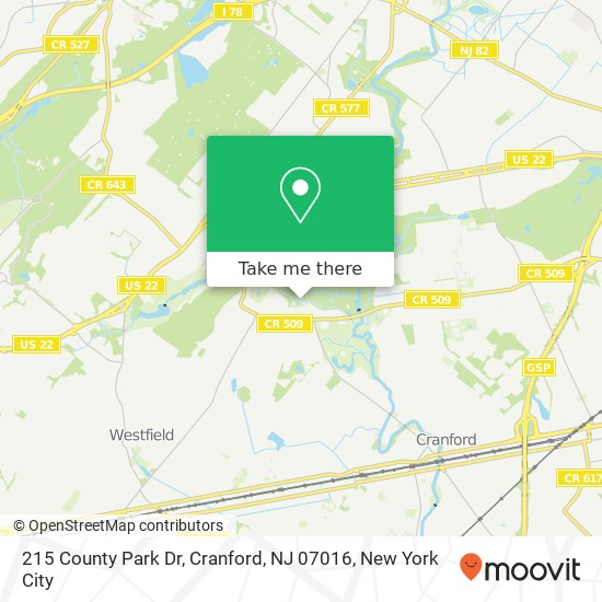 215 County Park Dr, Cranford, NJ 07016 map
