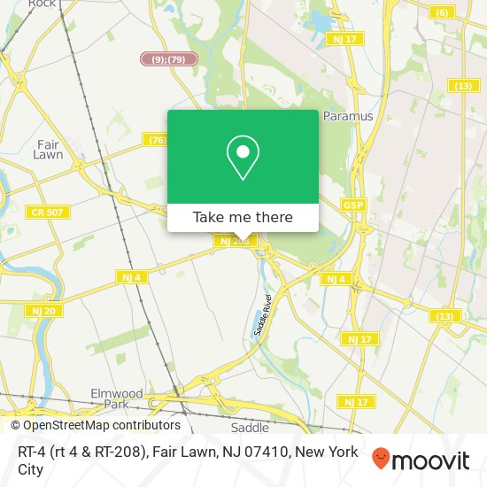 Mapa de RT-4 (rt 4 & RT-208), Fair Lawn, NJ 07410
