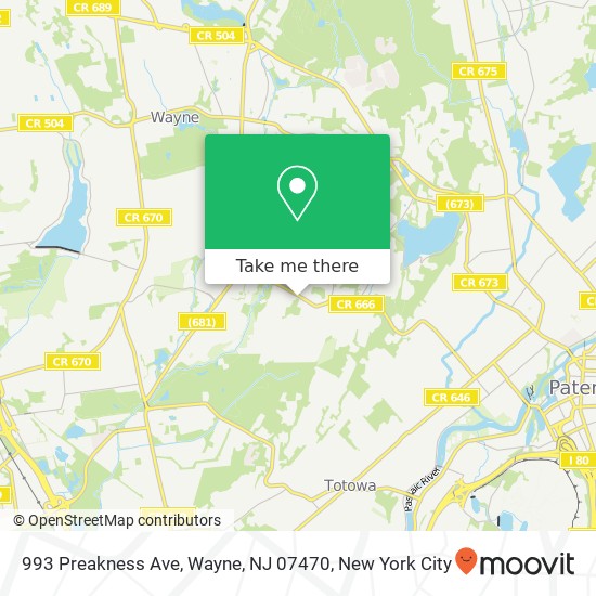 Mapa de 993 Preakness Ave, Wayne, NJ 07470