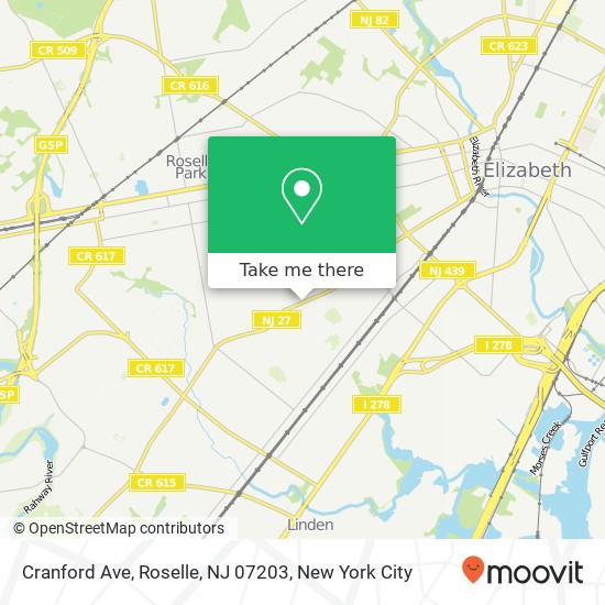 Mapa de Cranford Ave, Roselle, NJ 07203