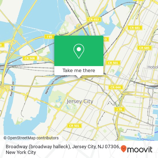 Mapa de Broadway (broadway halleck), Jersey City, NJ 07306