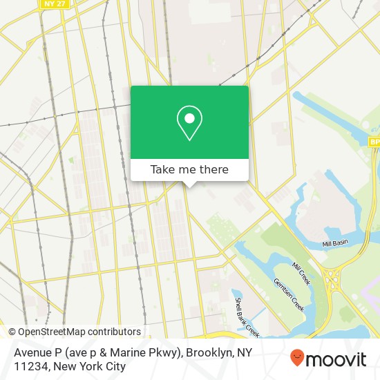 Mapa de Avenue P (ave p & Marine Pkwy), Brooklyn, NY 11234