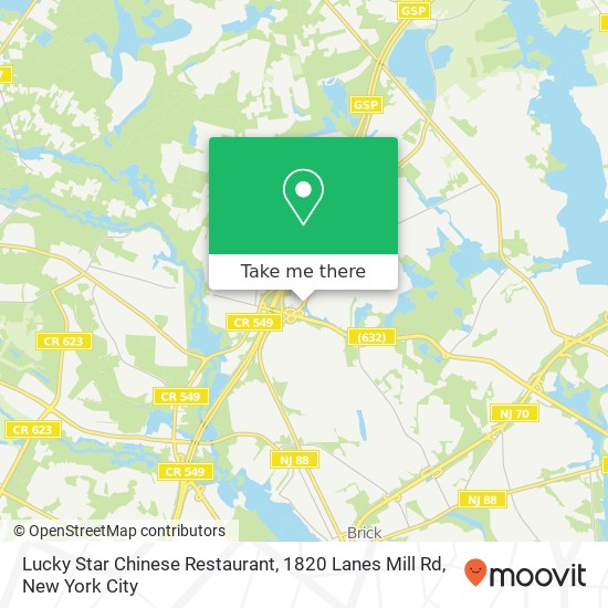 Mapa de Lucky Star Chinese Restaurant, 1820 Lanes Mill Rd