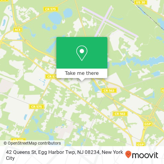 Mapa de 42 Queens St, Egg Harbor Twp, NJ 08234