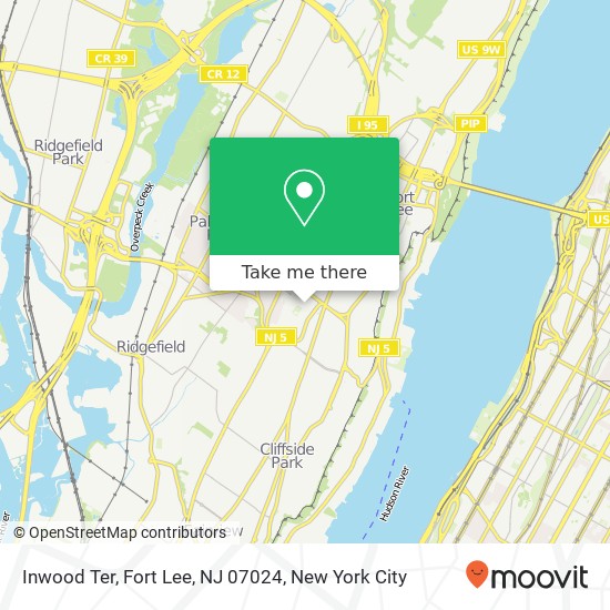 Mapa de Inwood Ter, Fort Lee, NJ 07024