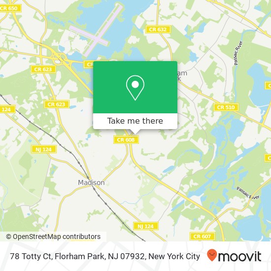 Mapa de 78 Totty Ct, Florham Park, NJ 07932
