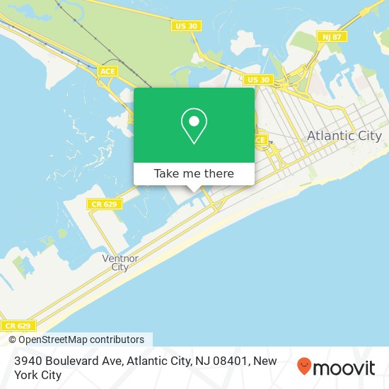 Mapa de 3940 Boulevard Ave, Atlantic City, NJ 08401