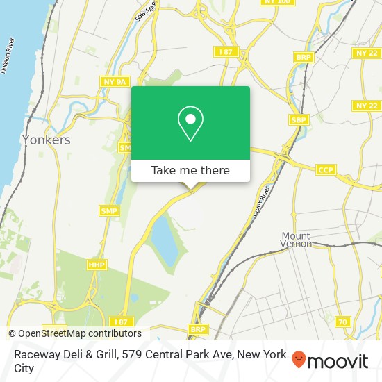 Mapa de Raceway Deli & Grill, 579 Central Park Ave