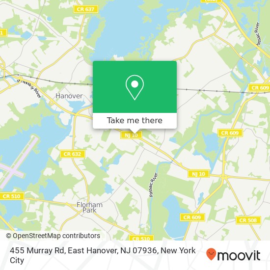 Mapa de 455 Murray Rd, East Hanover, NJ 07936