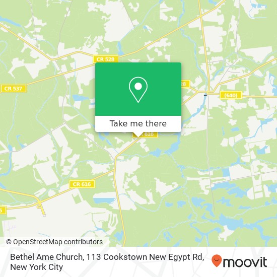 Mapa de Bethel Ame Church, 113 Cookstown New Egypt Rd