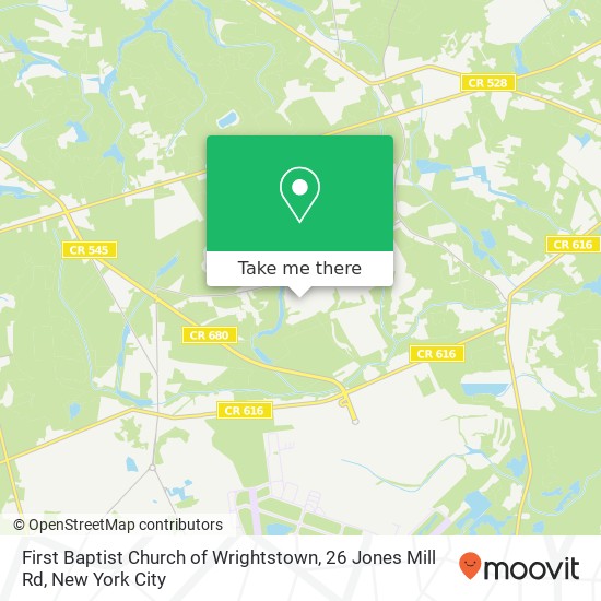 Mapa de First Baptist Church of Wrightstown, 26 Jones Mill Rd