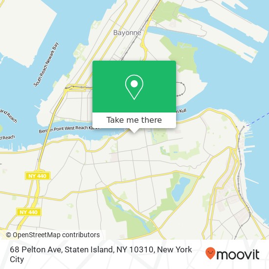 Mapa de 68 Pelton Ave, Staten Island, NY 10310
