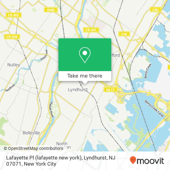 Mapa de Lafayette Pl (lafayette new york), Lyndhurst, NJ 07071