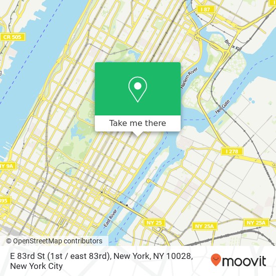 Mapa de E 83rd St (1st / east 83rd), New York, NY 10028