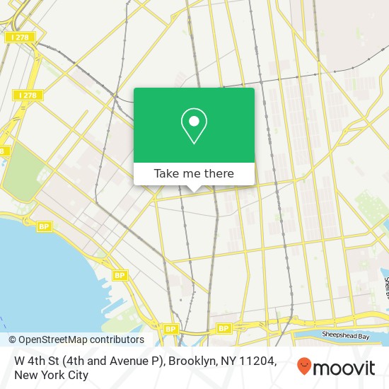 Mapa de W 4th St (4th and Avenue P), Brooklyn, NY 11204