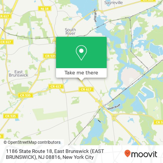 Mapa de 1186 State Route 18, East Brunswick (EAST BRUNSWICK), NJ 08816