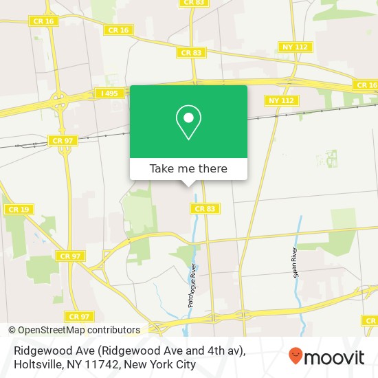 Mapa de Ridgewood Ave (Ridgewood Ave and 4th av), Holtsville, NY 11742