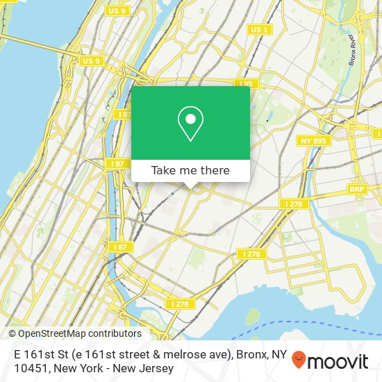 Mapa de E 161st St (e 161st street & melrose ave), Bronx, NY 10451