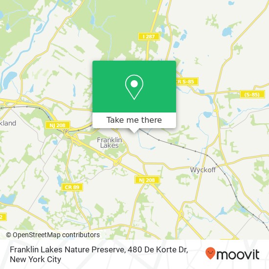 Franklin Lakes Nature Preserve, 480 De Korte Dr map