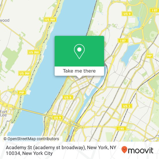 Mapa de Academy St (academy st broadway), New York, NY 10034