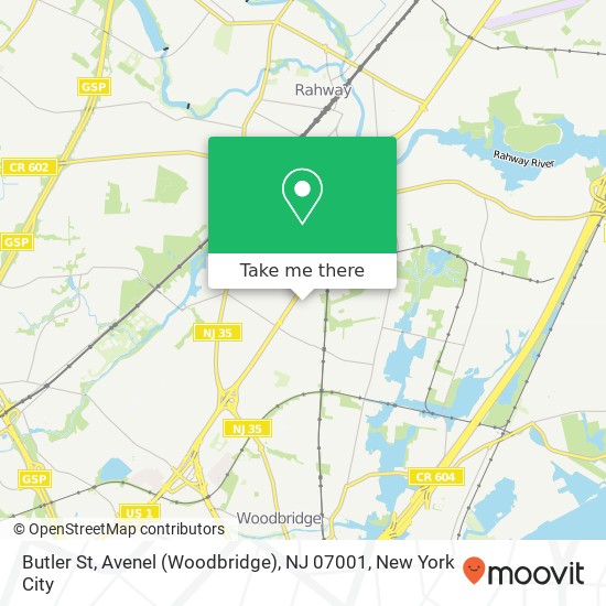 Mapa de Butler St, Avenel (Woodbridge), NJ 07001