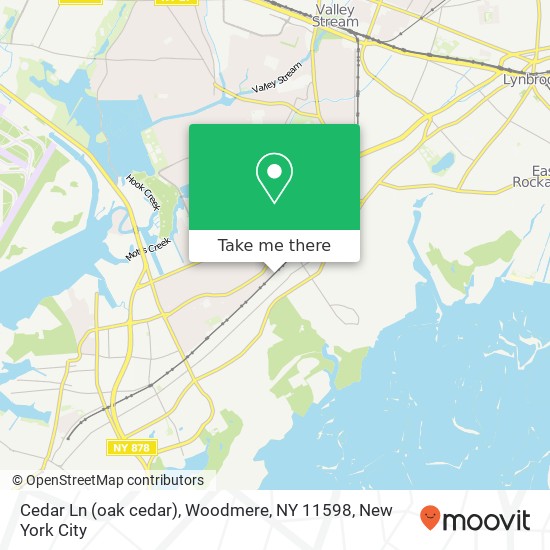 Mapa de Cedar Ln (oak cedar), Woodmere, NY 11598