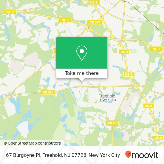 Mapa de 67 Burgoyne Pl, Freehold, NJ 07728