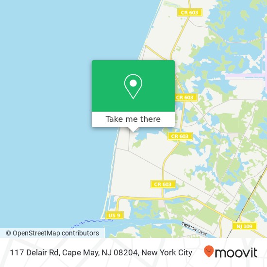 Mapa de 117 Delair Rd, Cape May, NJ 08204