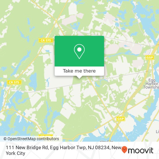 Mapa de 111 New Bridge Rd, Egg Harbor Twp, NJ 08234