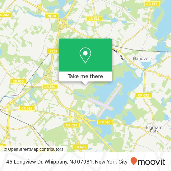 Mapa de 45 Longview Dr, Whippany, NJ 07981
