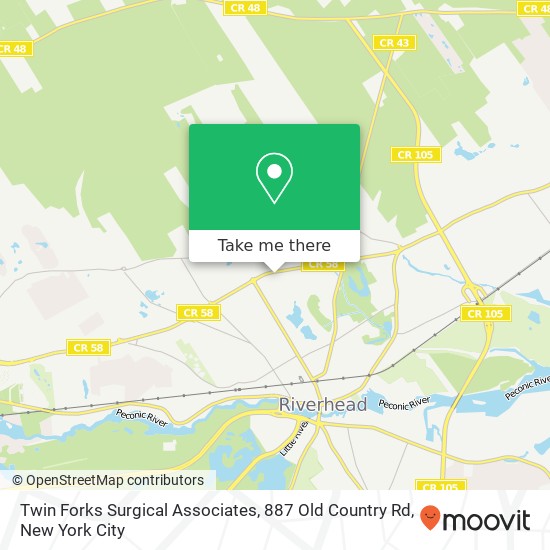 Mapa de Twin Forks Surgical Associates, 887 Old Country Rd