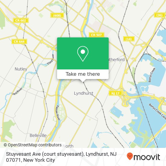 Mapa de Stuyvesant Ave (court stuyvesant), Lyndhurst, NJ 07071