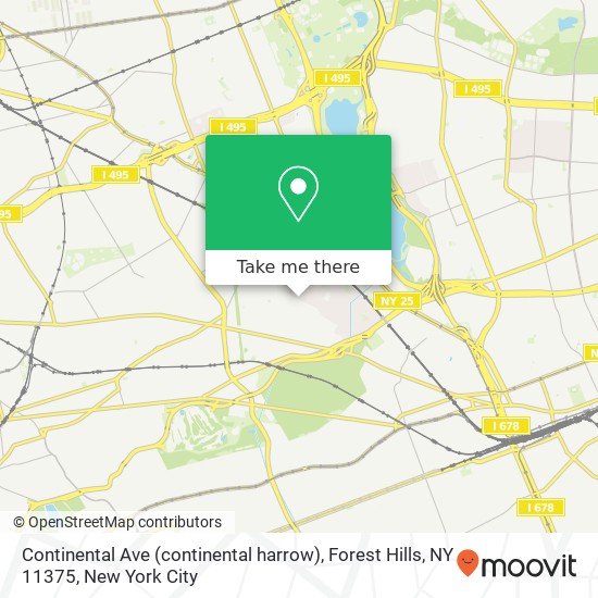 Mapa de Continental Ave (continental harrow), Forest Hills, NY 11375