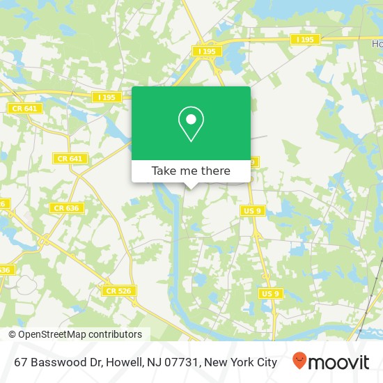 Mapa de 67 Basswood Dr, Howell, NJ 07731