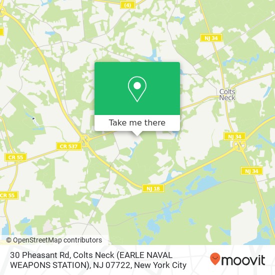 Mapa de 30 Pheasant Rd, Colts Neck (EARLE NAVAL WEAPONS STATION), NJ 07722