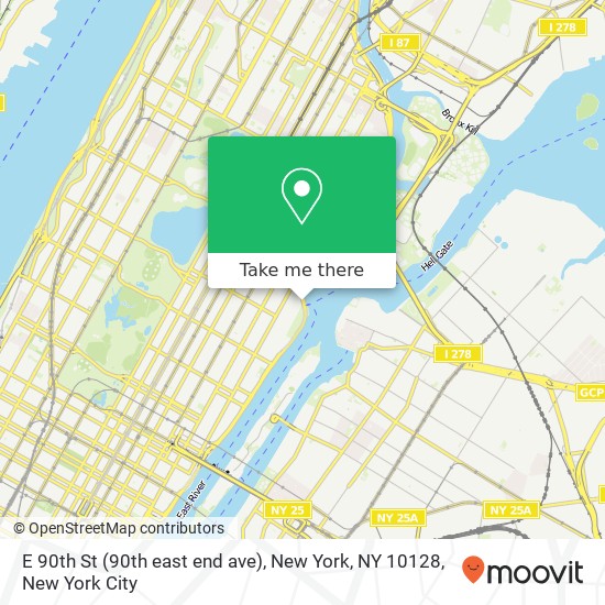 Mapa de E 90th St (90th east end ave), New York, NY 10128