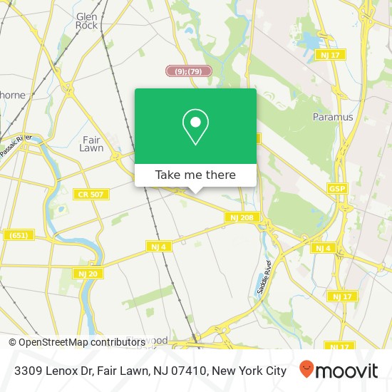 3309 Lenox Dr, Fair Lawn, NJ 07410 map