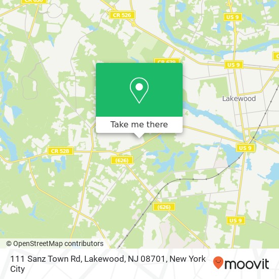 Mapa de 111 Sanz Town Rd, Lakewood, NJ 08701