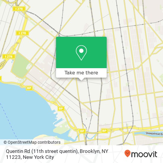 Mapa de Quentin Rd (11th street quentin), Brooklyn, NY 11223