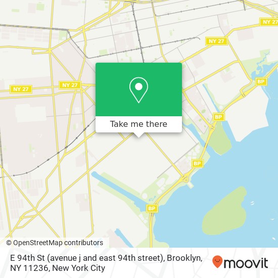 Mapa de E 94th St (avenue j and east 94th street), Brooklyn, NY 11236