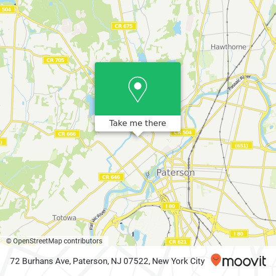 Mapa de 72 Burhans Ave, Paterson, NJ 07522