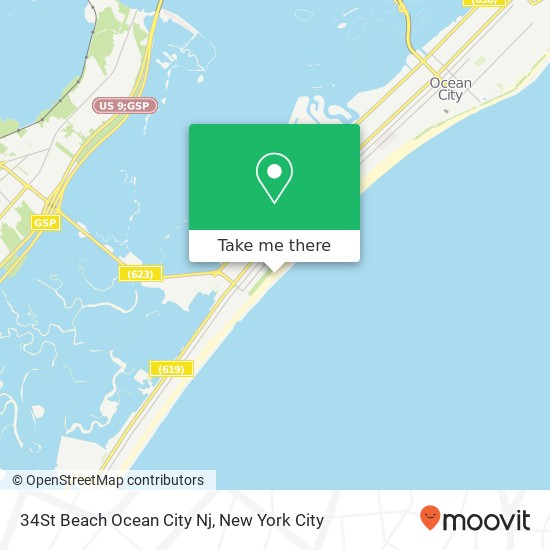 34St Beach Ocean City Nj map