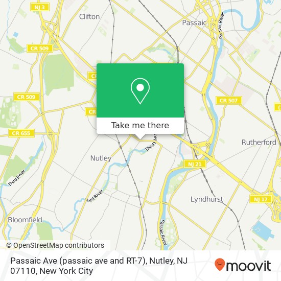 Mapa de Passaic Ave (passaic ave and RT-7), Nutley, NJ 07110